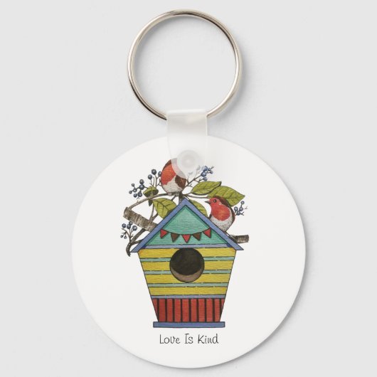 Robinen mit Blueberries und Birthaus Schlüsselanhänger (Vorderseite)