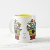 Robinen mit Blueberries und Birthaus Zweifarbige Tasse (Vorderseite Links)