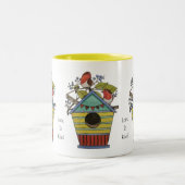 Robinen mit Blueberries und Birthaus Zweifarbige Tasse (Mittel)