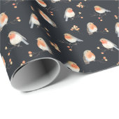 Robinen, Rowan Beeren, winterfarbenes Muster. Geschenkpapier (Rolleneckpunkt)