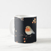 Robinen, Rowan Beeren, winterfarbenes Muster. Kaffeetasse (Vorderseite Links)