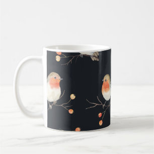 Robinen, Rowan Beeren, winterfarbenes Muster. Kaffeetasse