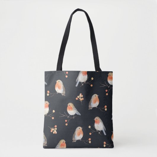 Robinen, Rowan Beeren, winterfarbenes Muster. Tasche (Vorderseite)