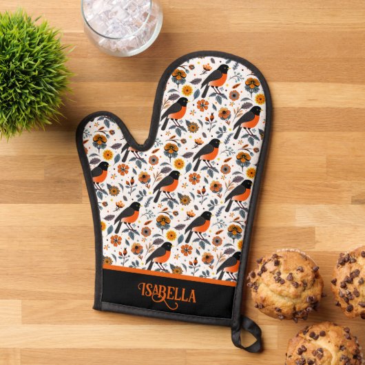 Robinen und Blume Ofenhandschuh (Oben unten)