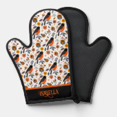 Robinen und Blume Ofenhandschuh (Vorderseite/Rückseite)