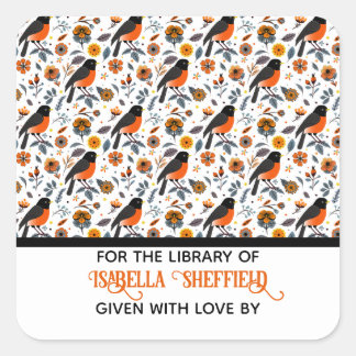 Robinen und Blume Quadratischer Aufkleber