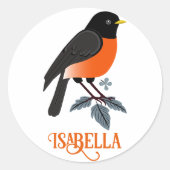 Robinen und Blume Runder Aufkleber (Vorderseite)