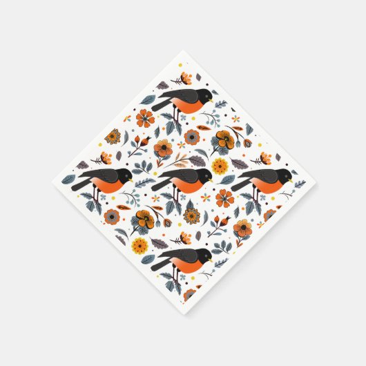 Robinen und Blume Serviette (Ecke)