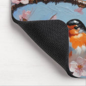 Robinen und Kirschblüten Mousepad (Ecke)