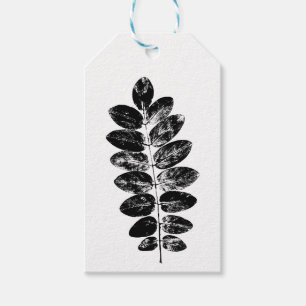 Robinia Leaf Print in Schwarz und Weiß Geschenkanhänger