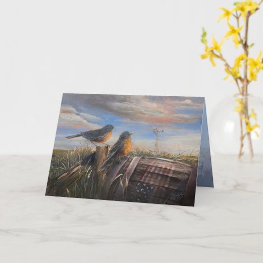 Robins 5 x 7" karte (Gelbe Blume)