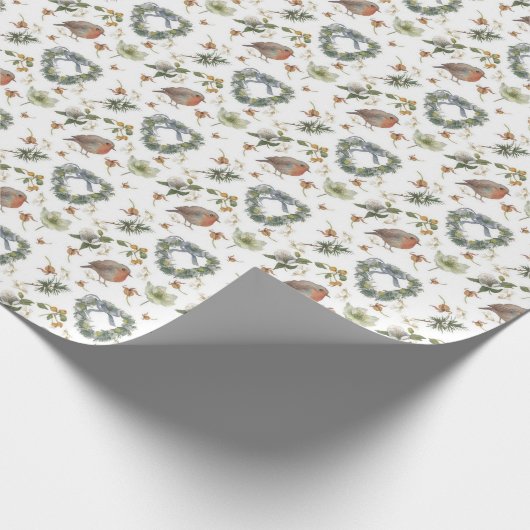 Robins and Flowers Geschenkpapier (Ecke)