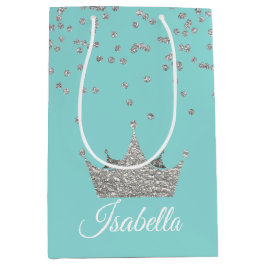 Robins Egg Blau mit Silver Crown Geschenktasche Mittlere Geschenktüte