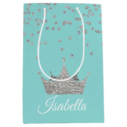 Robins Egg Blau mit Silver Crown Geschenktasche Mittlere Geschenktüte (Vorderseite)