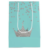 Robins Egg Blau mit Silver Crown Geschenktasche Mittlere Geschenktüte (Rückseite)