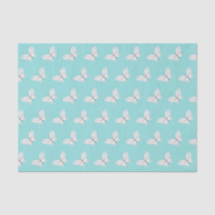 Robins Egg Blau und Weiße Schmetterlinge Gewebe Pa Seidenpapier