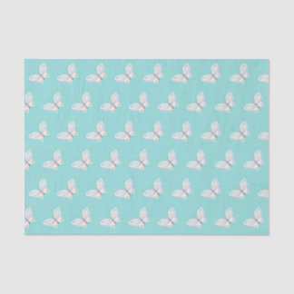 Robins Egg Blau und Weiße Schmetterlinge Gewebe Pa Seidenpapier