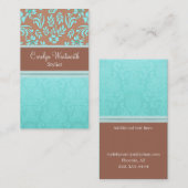 Robins Egg Blue and Brown Damask Business Card Visitenkarte (Vorne/Hinten)