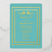 Robins Egg Blue and Foil Sweet 16 Folieneinladung (Vorderseite)