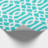 Robin's Egg Blue and White Trellis Muster Geschenkpapier (Ecke)