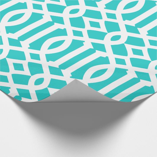 Robin's Egg Blue and White Trellis Muster Geschenkpapier (Ecke)