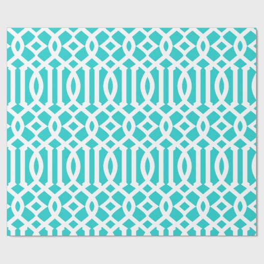 Robin's Egg Blue and White Trellis Muster Geschenkpapier (Flach)