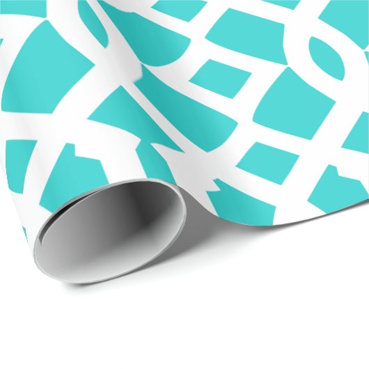 Robin's Egg Blue and White Trellis Muster Geschenkpapier (Rolleneckpunkt)