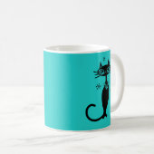 Robins Egg Blue Atomic Retro Cat Tasse (VorderseiteRechts)