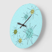 Robin's Egg Blue Atomic Sternexplosion Wall Clock Große Wanduhr (Winkel)