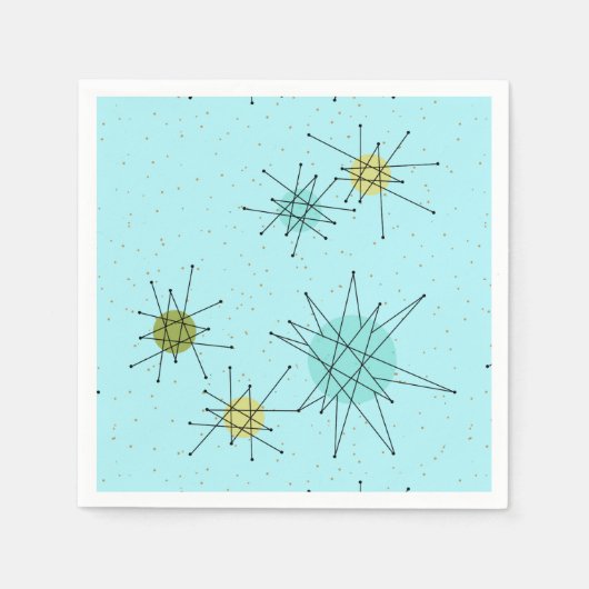 Robin's Egg Blue Atomic Sternexplosionen Paper Nap Serviette (Vorderseite)