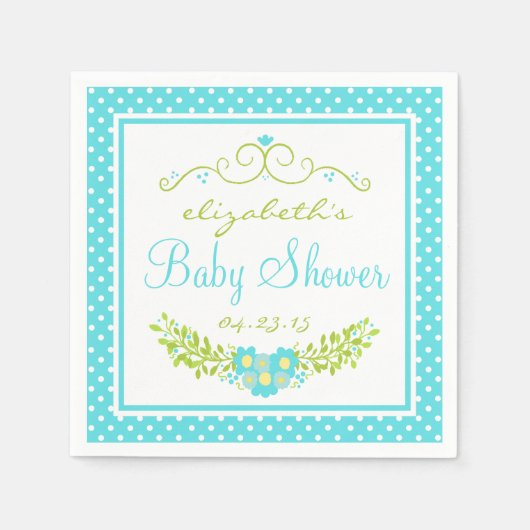 Robins Egg Blue Baby Dusche - Blumenkohl Serviette (Vorderseite)