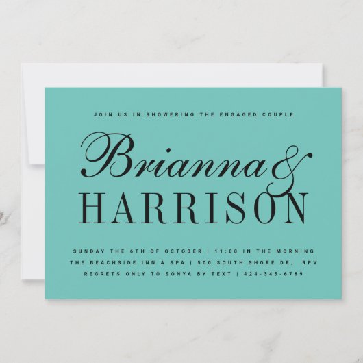 Robin's Egg Blue Couples Names Polterabend Einladung (Vorderseite)