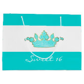 Robins Egg Blue Crown Custom Gift Bag Große Geschenktüte (Rückseite)