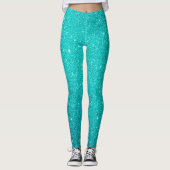 Robin's Egg Blue Cyan Aquamarin Ombre Glitzer Leggings (Vorderseite)