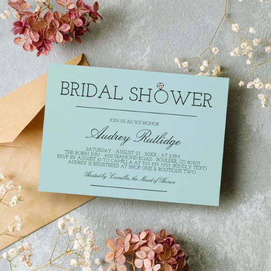 Robin's Egg Blue - Diamantring - Brautparty Einladung