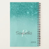 Robin's Egg Blue Glitzer Sparkle Jährliche Monogra Planer (Rückseite)