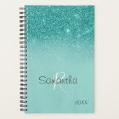 Robin's Egg Blue Glitzer Sparkle Jährliche Monogra Planer (Vorderseite)