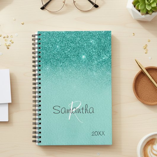 Robin's Egg Blue Glitzer Sparkle Jährliche Monogra Planer