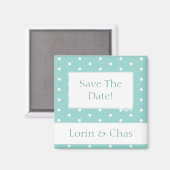 Robin's Egg Blue Jewelry Box mit Polka Dots Magnet (Vorderseite/Rückseite)