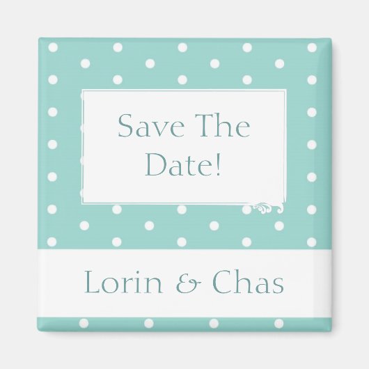 Robin's Egg Blue Jewelry Box mit Polka Dots Magnet (Vorne)