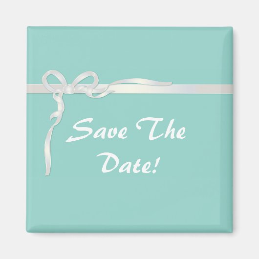 Robin's Egg Blue Jewelry Box mit weißem Band Magnet (Vorne)