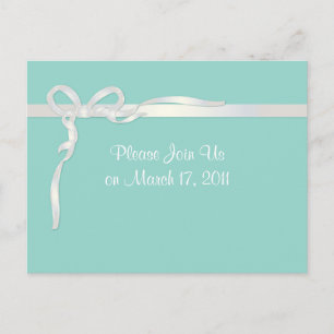 Robin's Egg Blue Jewelry Box mit weißem Band Postkarte