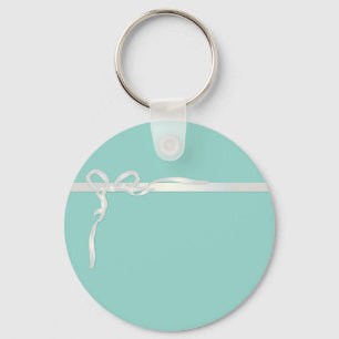 Robin's Egg Blue Jewelry Box mit weißem Band Schlüsselanhänger