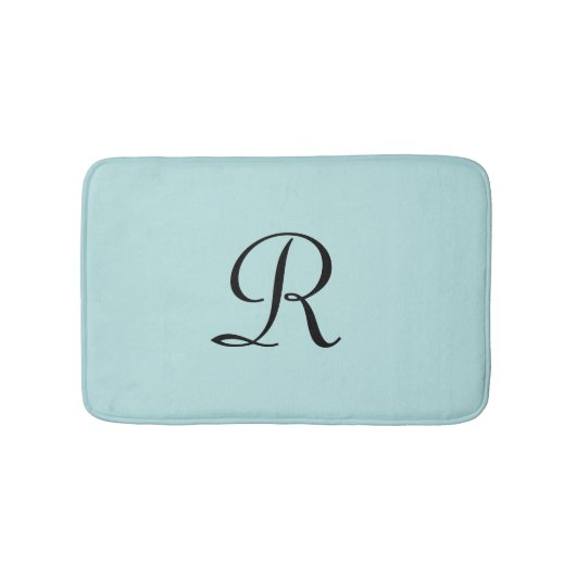 Robin's Egg Blue Mit Monogramm Minimalistisch Plus Badematte (Vorderseite)
