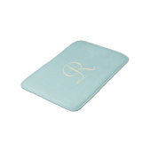 Robin's Egg Blue Mit Monogramm Plush Bath Mat Badematte (Schrägansicht)