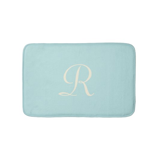 Robin's Egg Blue Mit Monogramm Plush Bath Mat Badematte (Vorderseite)