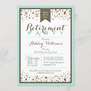 Robins Egg Blue, Taupe Modern Retirement Party Einladung