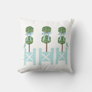 Robin's Egg Blue Topiary Bird Throw Kissen