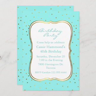 Robins Egg Blue und Gold Geburtstagsparty Einladun Einladung