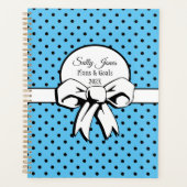 Robin's Egg Blue White Bow Polka Dots Personalisie Planer (Vorderseite)